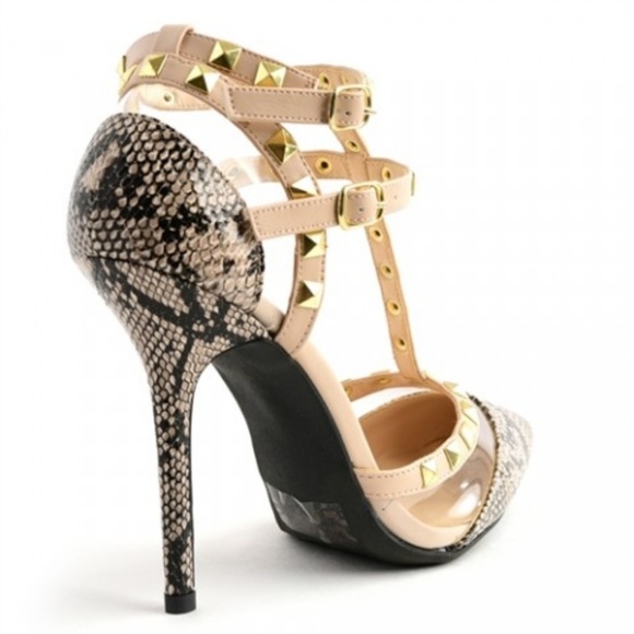 SOLD OUT Nude Skin T-Strap Studded Accent Point - Picture 8 of 8